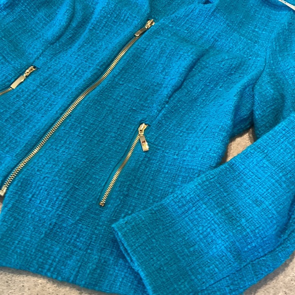 Alfani women’s eight petite turquoise zip up jacket in excellent condition. - Picture 3 of 9